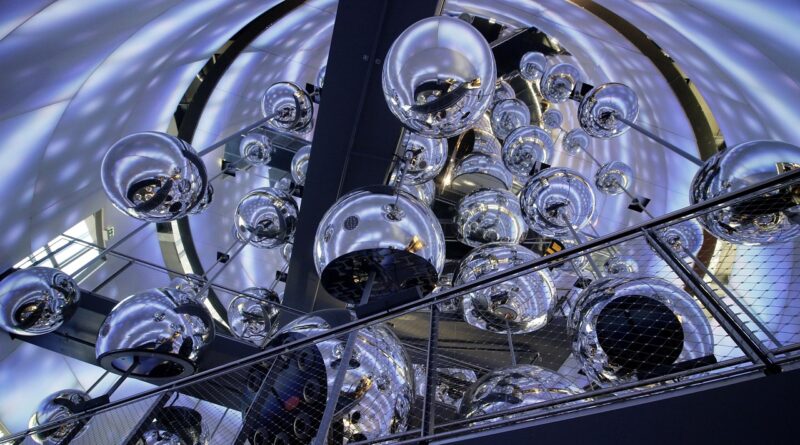 glittering, chrome, metallic, stole, steel industry, hall, surface, space, noble, future, architecture, balls, computer, building, construction, design, presentation, art, composing, light, 3d