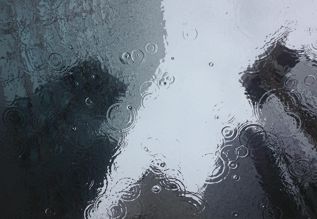 puddle, rain, raindrops, raining, wet, ripples, water, water surface, clear, drop of water, droplets, drops, liquid, monochrome, reflection, nature, water reflection