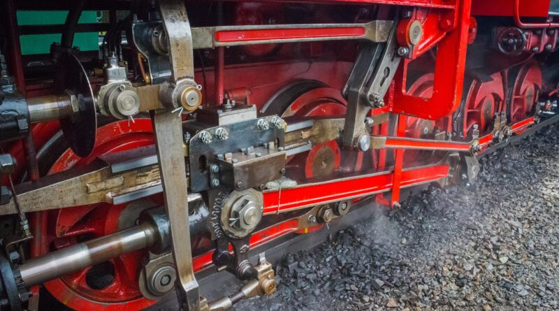 wheels, locomotive, steam engine, machine, oj, connecting rod, steam, train, detail, macro