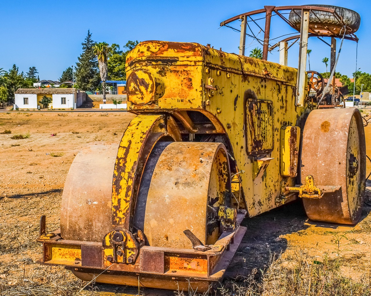 road roller, heavy machine, construction, compactor, old, rusty, yellow, road roller, road roller, road roller, road roller, road roller, compactor