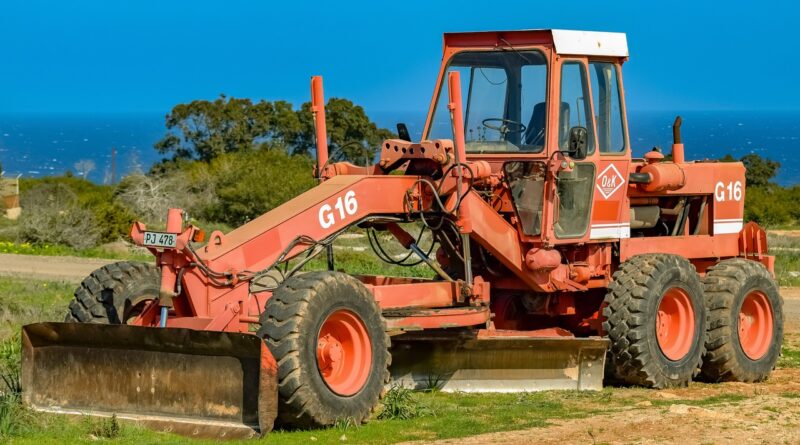machine, heavy, wheel, grader, heavy machine, vehicle, orange, machinery