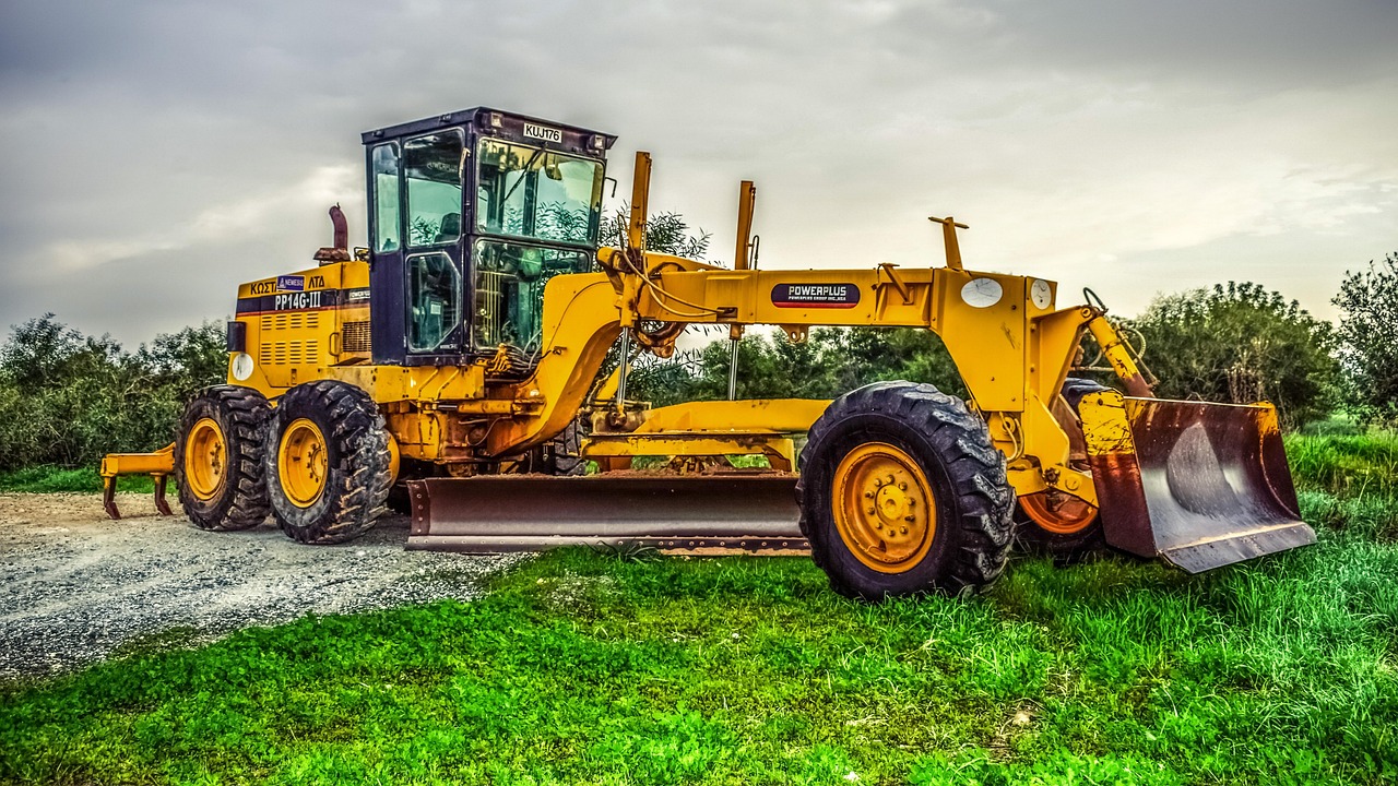 machine, tractor, heavy, wheel, grader, heavy machine, vehicle, yellow, machinery, tractor, grader, grader, grader, grader, grader