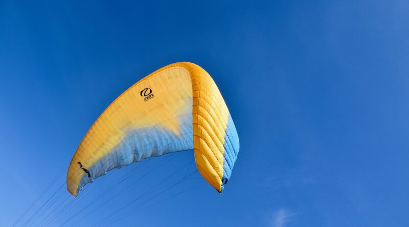 paraglider, paragliding, sailing paragliding ozone rush5, aircraft, fly, flight, weather, yellow and blue, blue sky, thermal, adrenaline, wing ozone rush5, sailing paragliding ozone 5 rush, paragliding, paragliding, paragliding, paragliding, paragliding
