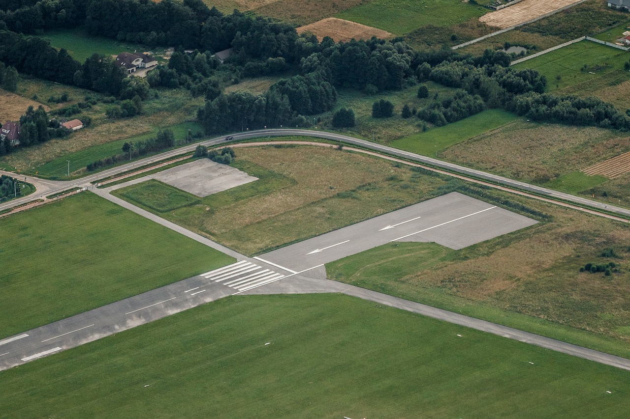 airport, runway, aerial photo, butter, świętokrzyskie province, poland