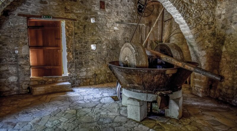 machines, equipment, old, antique, vintage, retro, rusty, olive oil press factory, laneia, cyprus, architecture, traditional, mediterranean, village, stone, nostalgia, brown vintage, brown village, brown retro, brown stone